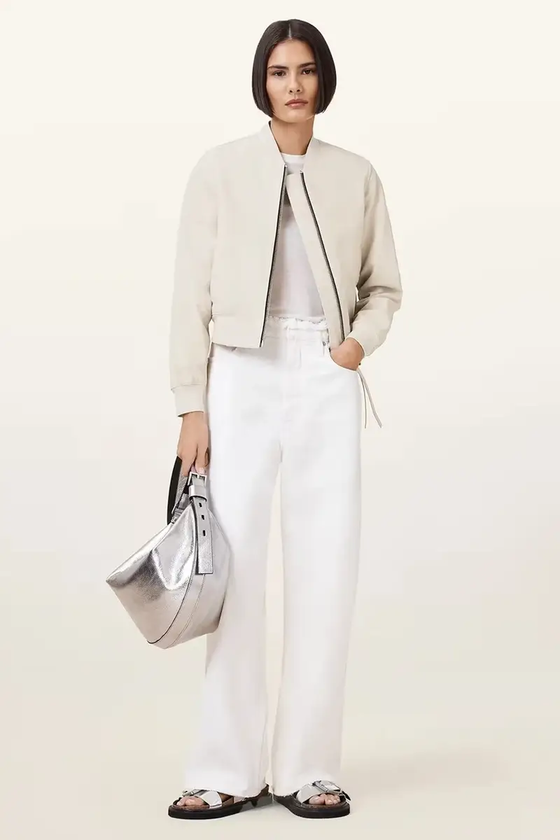 giacca in pelle ORTEN BOMBER JACKET donna colore nero W072LB Bianco miniatura 5