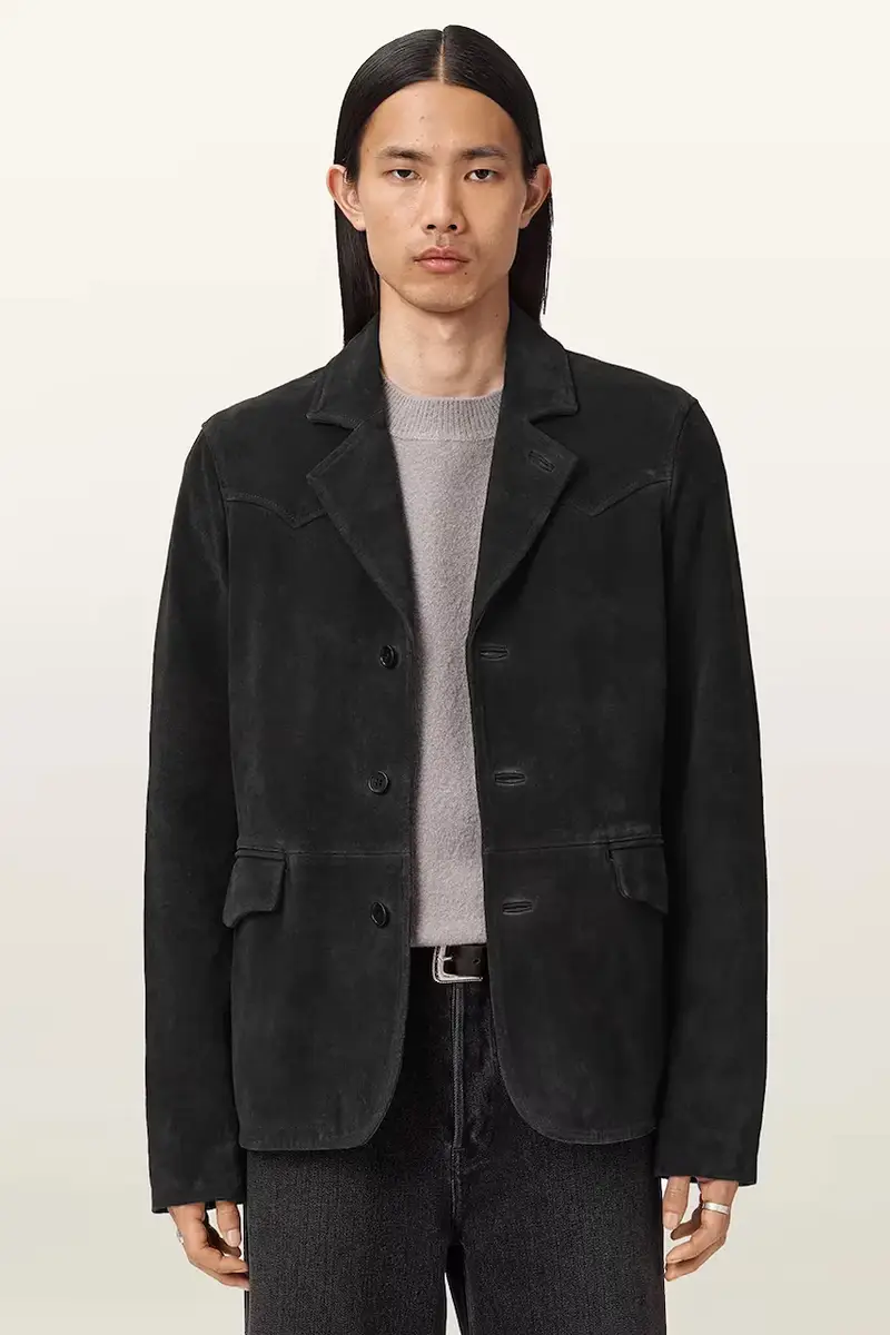 giacca in pelle scamosciata HORNETT uomo colore nero M020LD