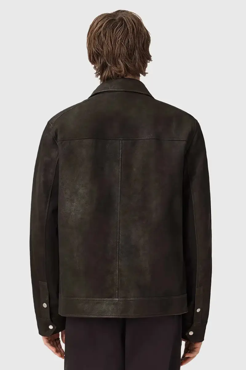 giacca in pelle scamosciata Marrone miniatura 2