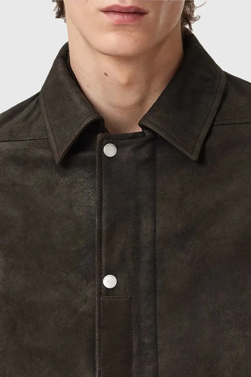 giacca in pelle scamosciata Marrone miniatura 4