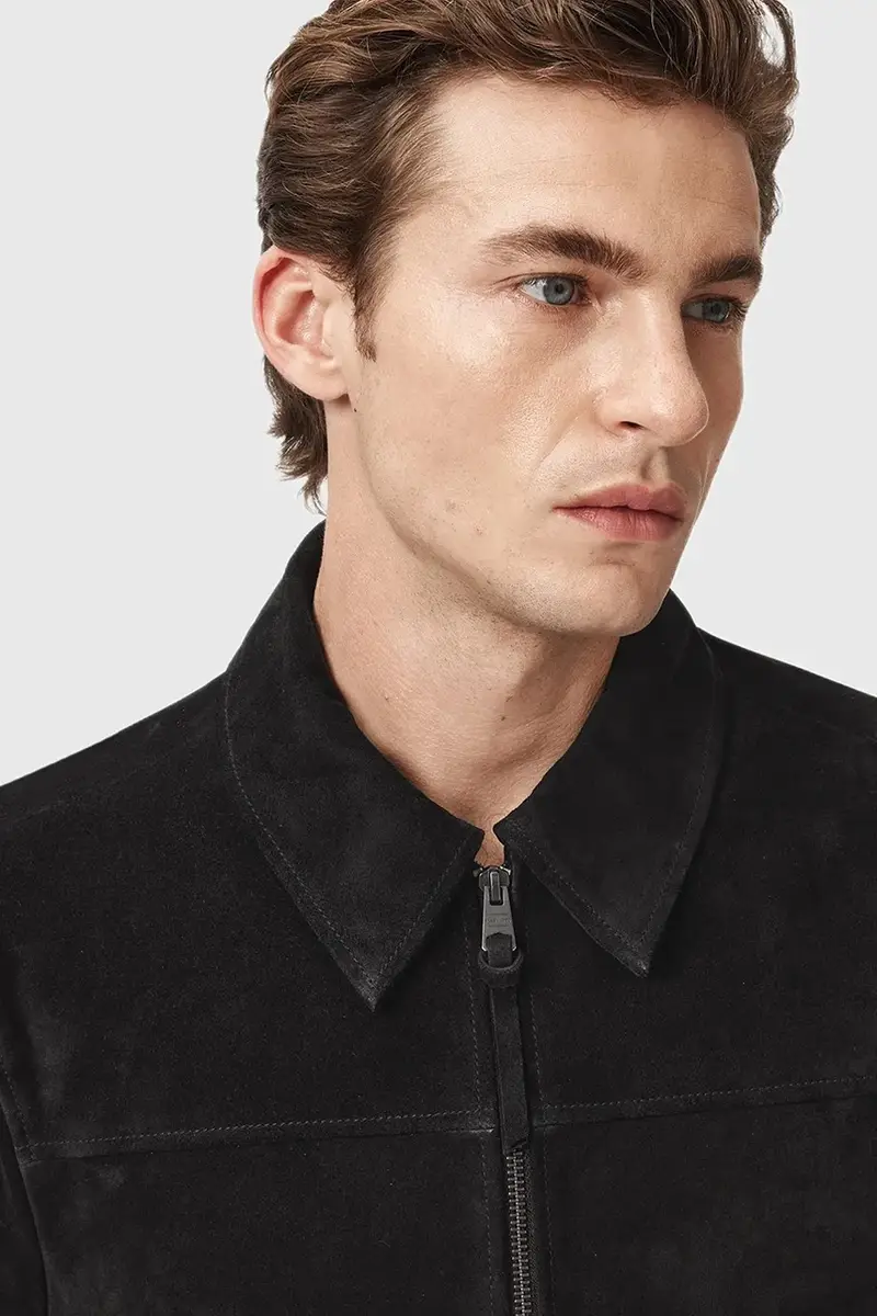 giacca in pelle scamosciata RHONE colore nero M011LD miniatura 2