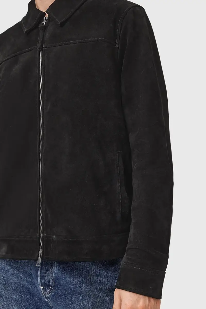 giacca in pelle scamosciata RHONE colore nero M011LD miniatura 3