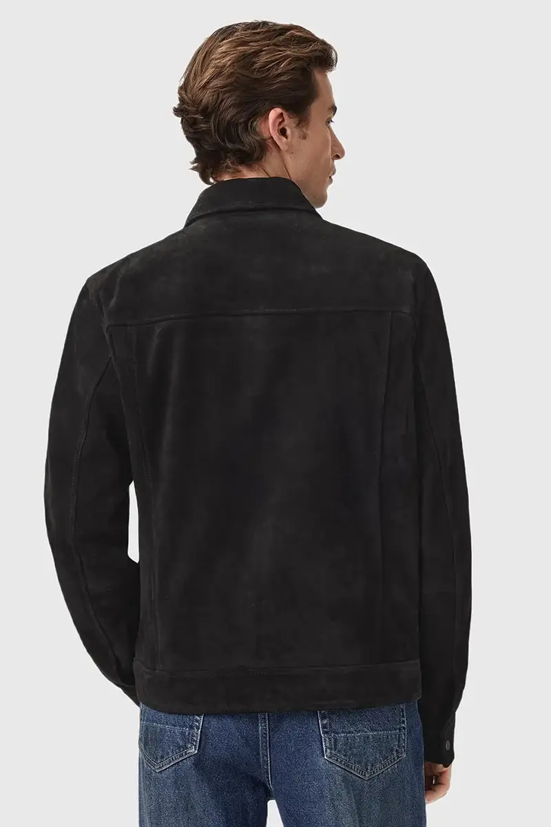 giacca in pelle scamosciata RHONE colore nero M011LD miniatura 5