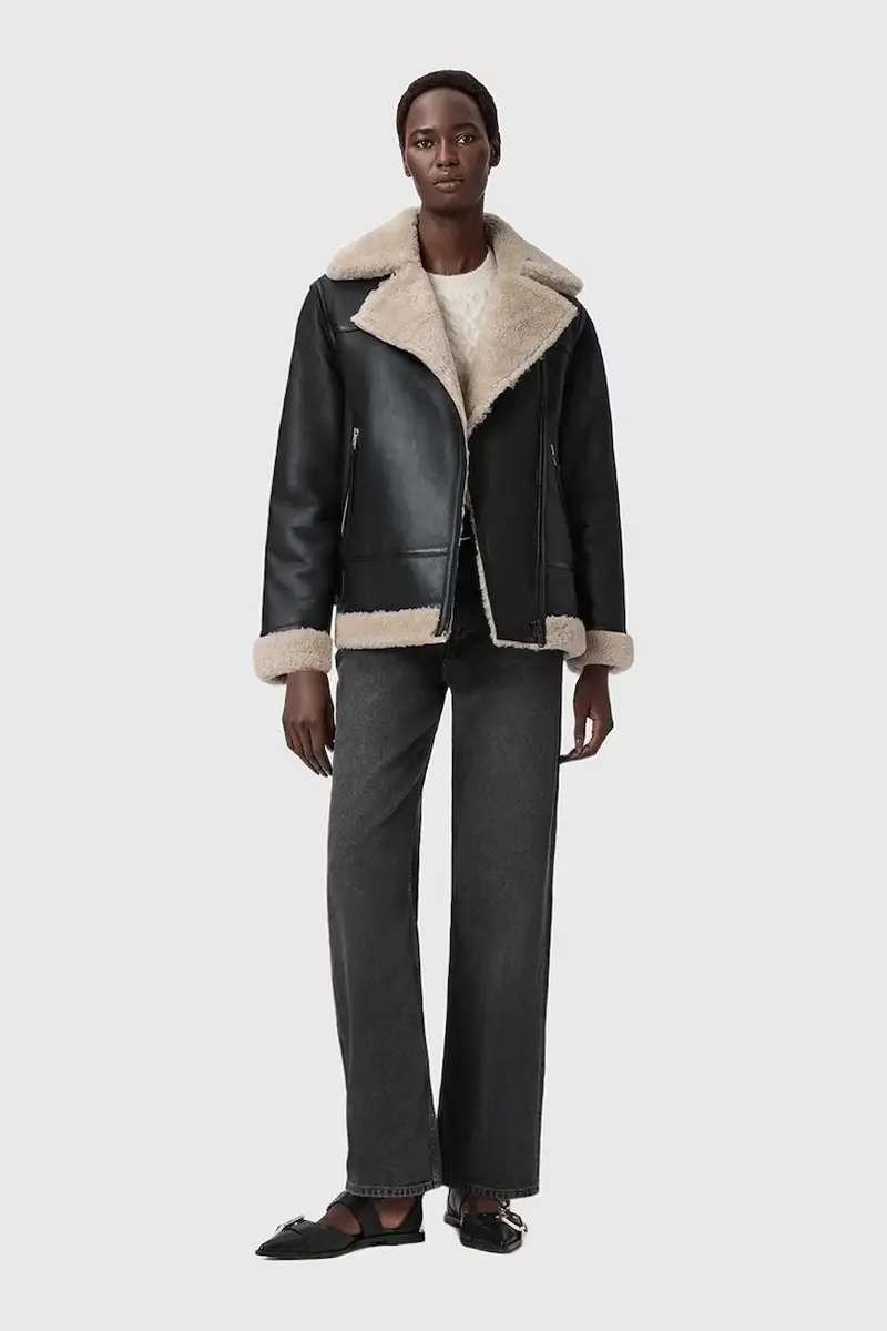 giacca in pelle SOLA Nero miniatura 4