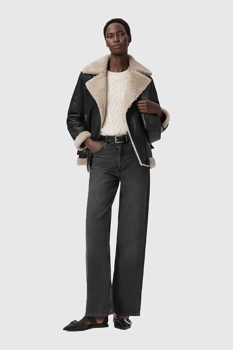 giacca in pelle SOLA Nero miniatura 5