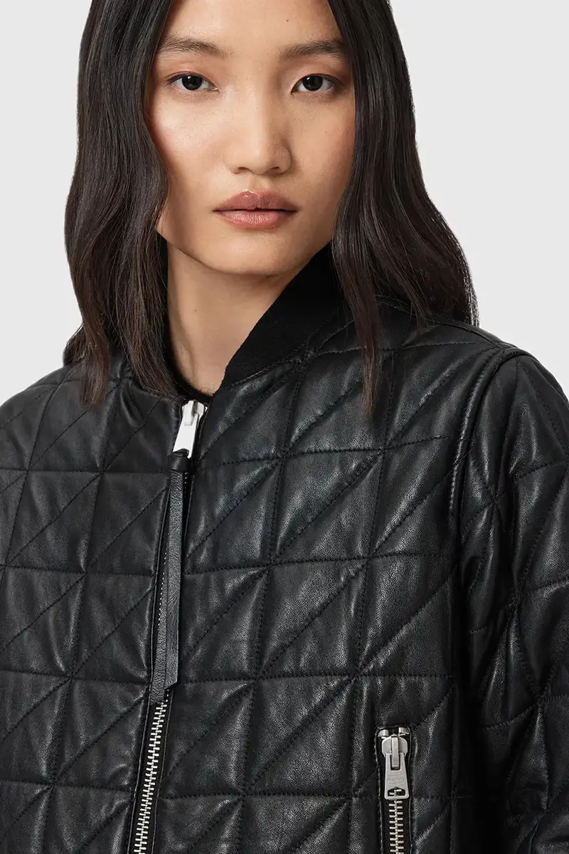 giacca in pelle stile bomber CARLY colore nero W013LD miniatura 2