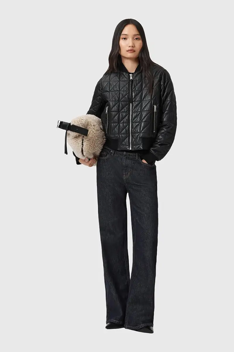 giacca in pelle stile bomber CARLY colore nero W013LD miniatura 4