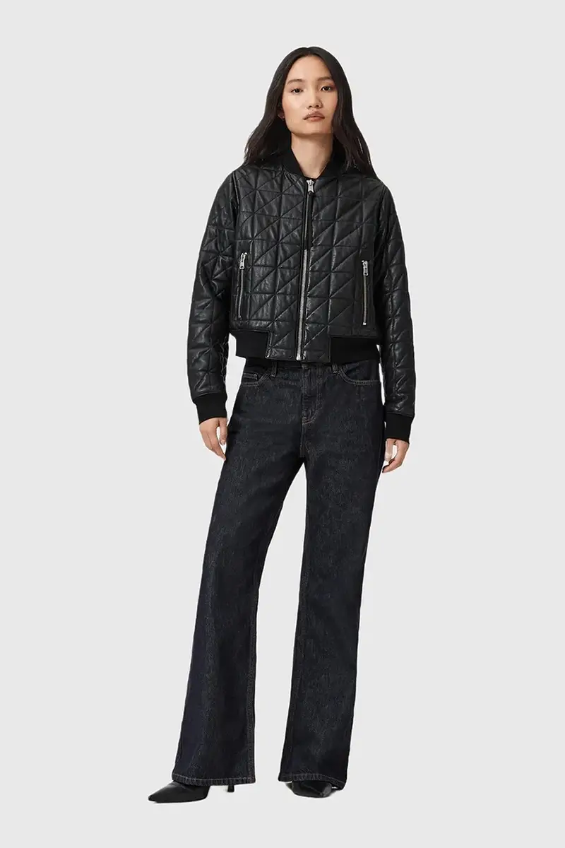 giacca in pelle stile bomber CARLY colore nero W013LD miniatura 5