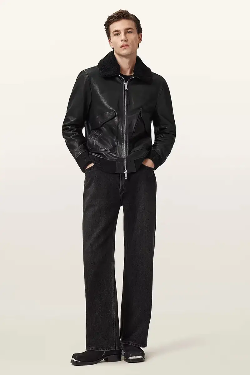 giacca in pelle VAUCLUSE Nero miniatura 3