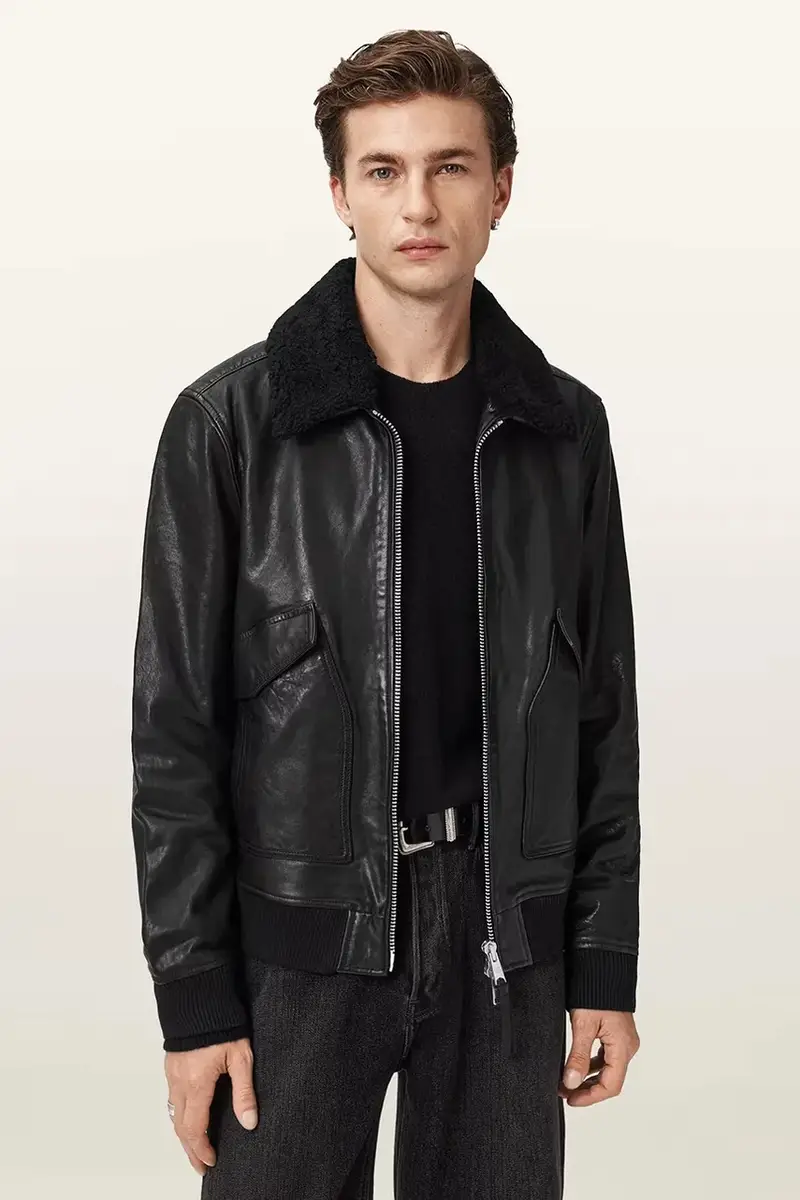 giacca in pelle VAUCLUSE Nero miniatura 4