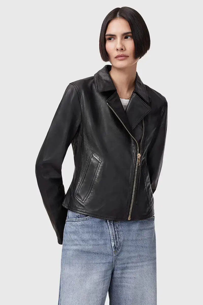 giacca in pelle VELA colore nero W089LB