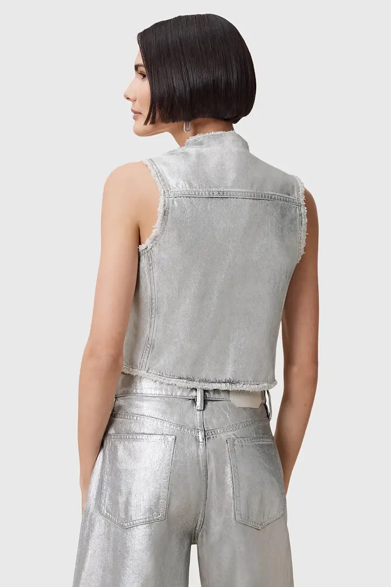 gilè in cotone ANDREA colore argento W127PC miniatura 4