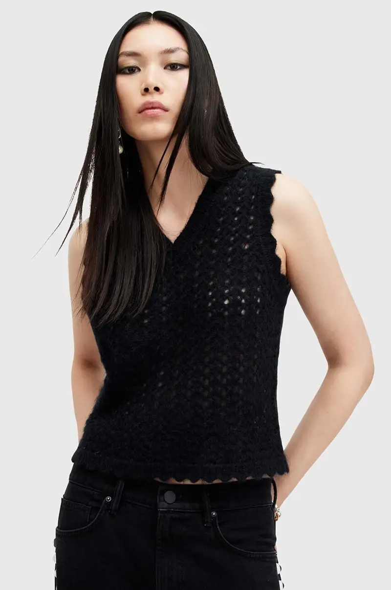 gilè in lana VIVIAN TANK Nero