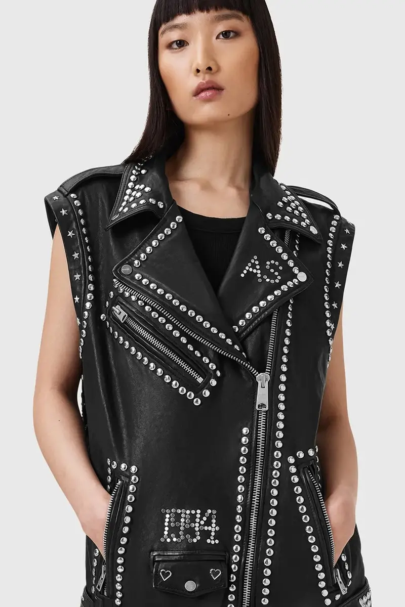 gilè in pelle BILLIE colore nero W051LC miniatura 2