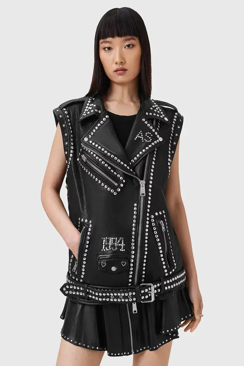 gilè in pelle BILLIE colore nero W051LC