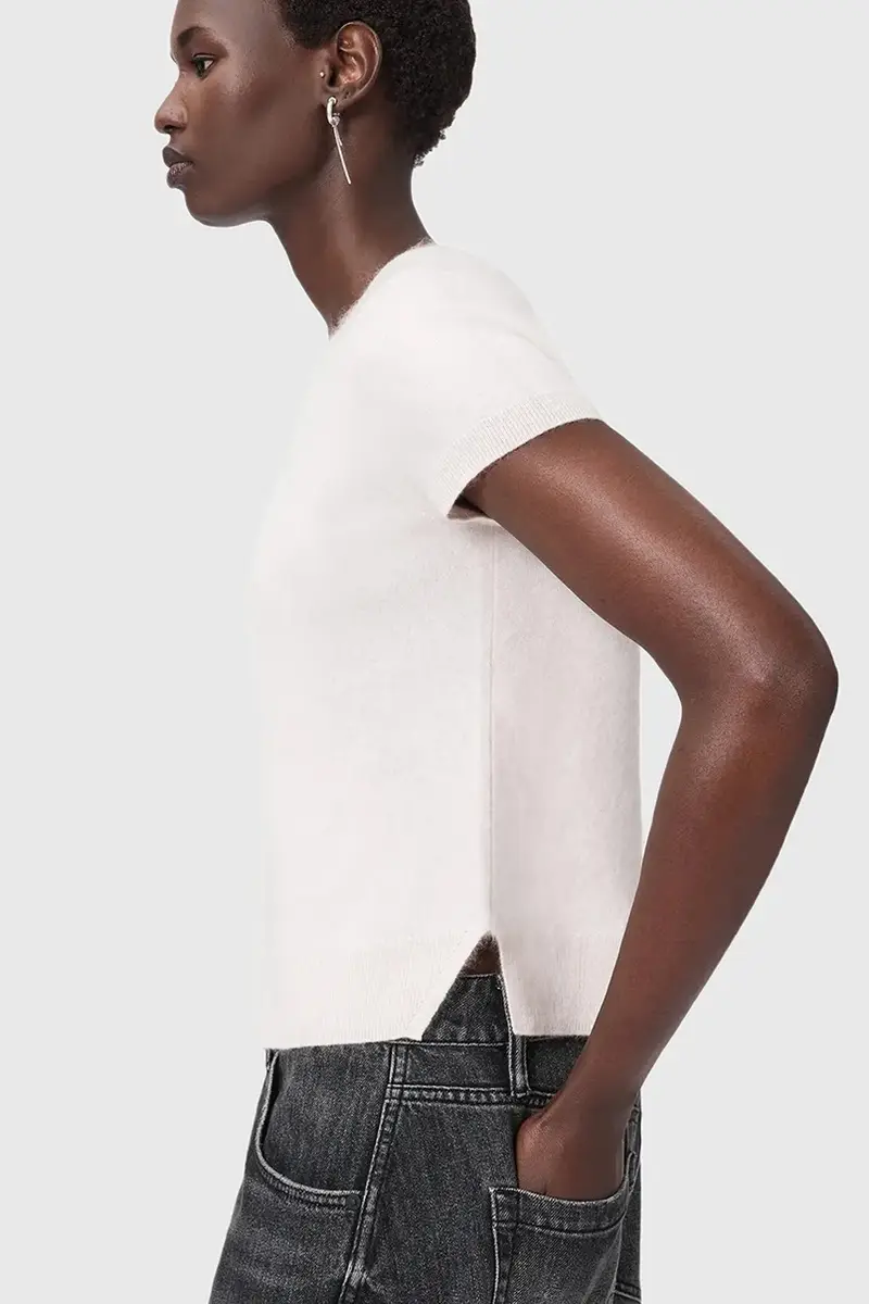 maglietta di cashmere REBEL TEE colore rosa W118KB miniatura 3