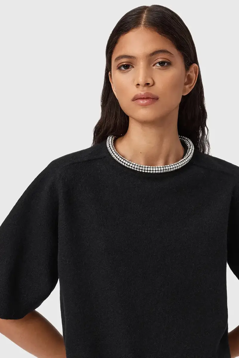 maglietta in lana ODELL donna colore nero W049KD miniatura 2