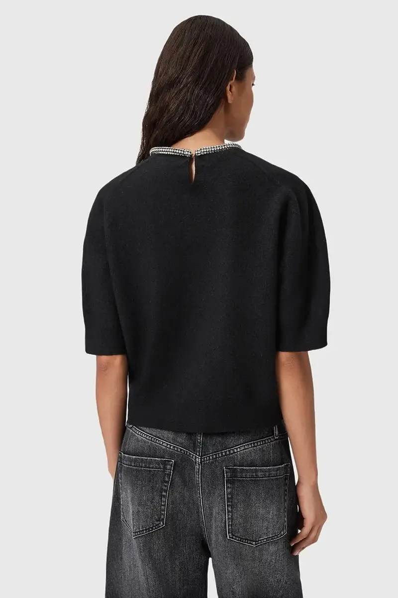 maglietta in lana ODELL donna colore nero W049KD miniatura 3