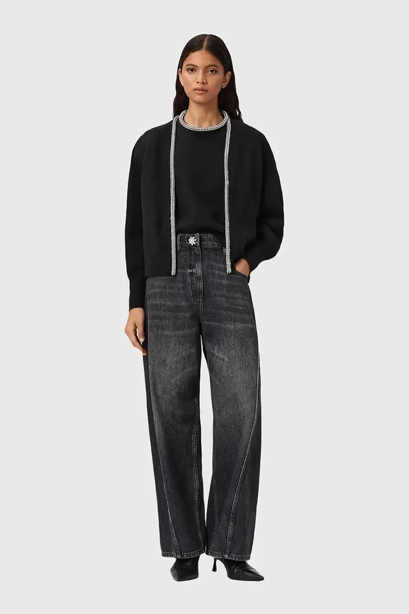 maglietta in lana ODELL donna colore nero W049KD miniatura 5