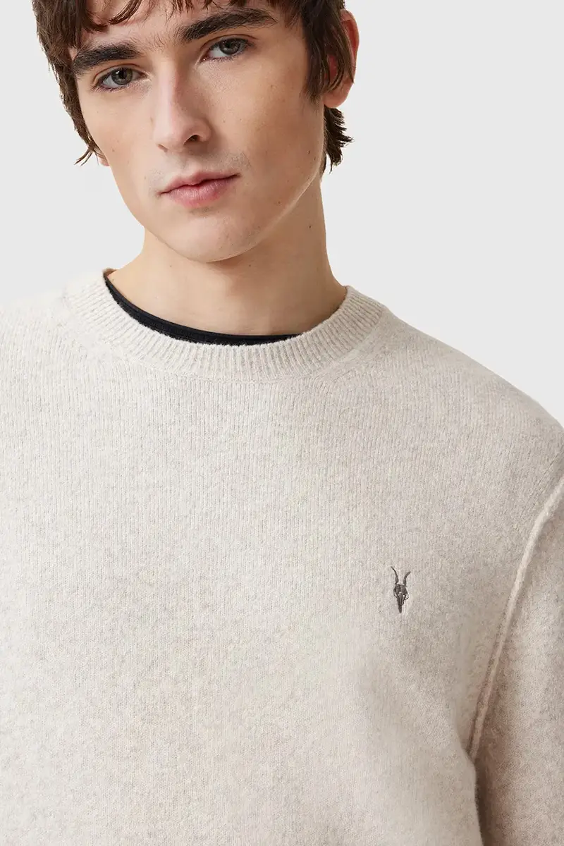 maglione con lana colore beige M039KA miniatura 2