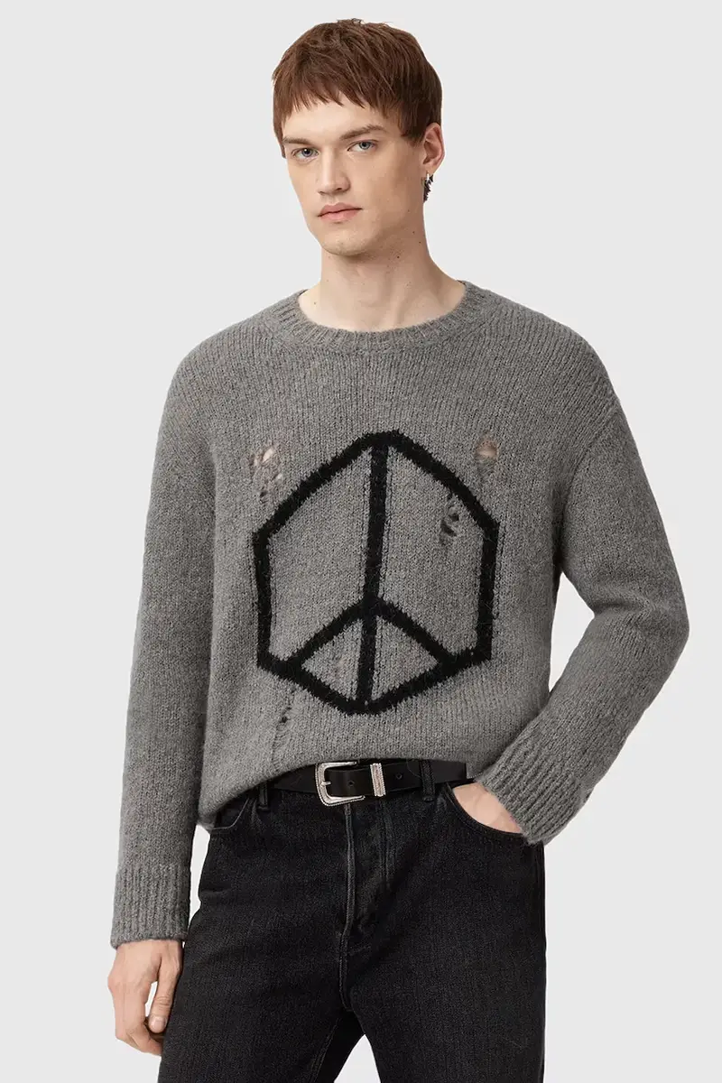 maglione con lana MESSAGE colore grigio M013KD