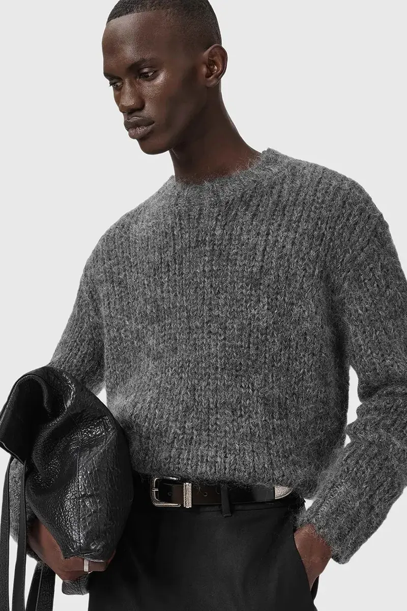 maglione con lana MYLES colore grigio M050KD miniatura 5