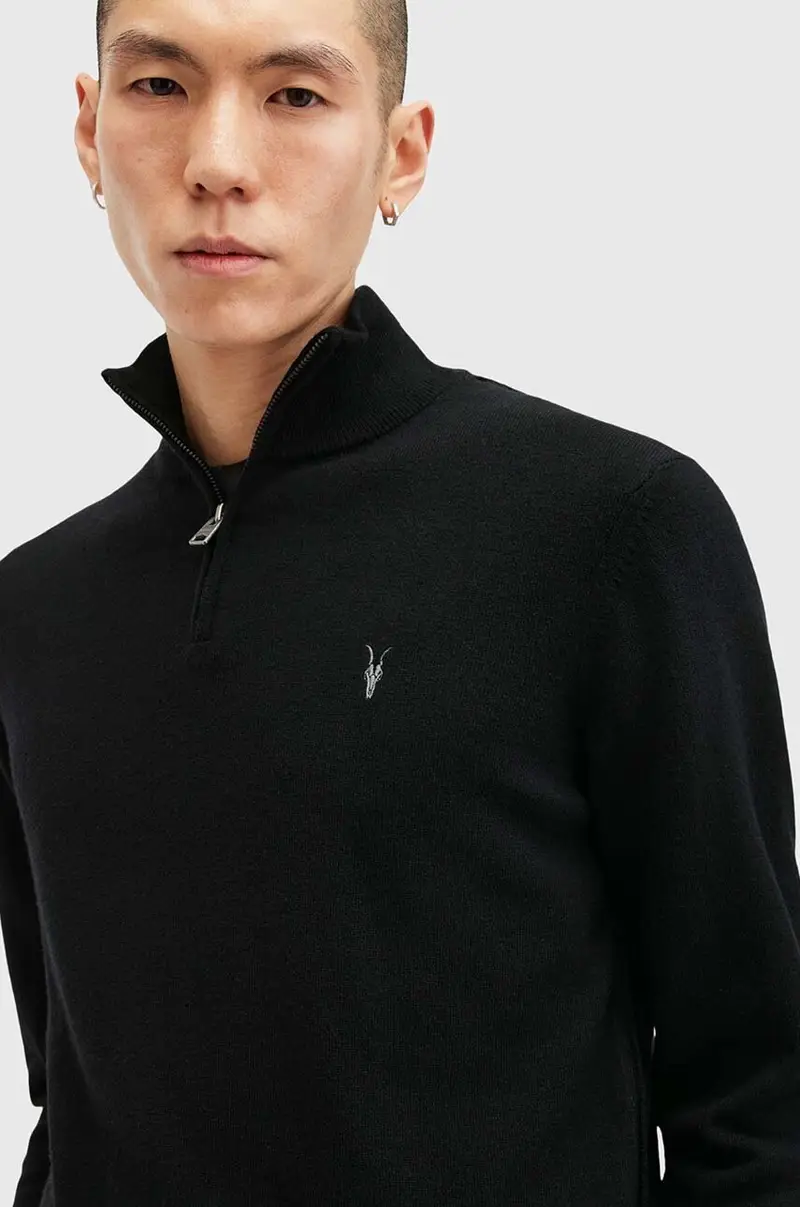 maglione in lana KILBURN ZIP FUNNEL colore nero M082KB miniatura 2