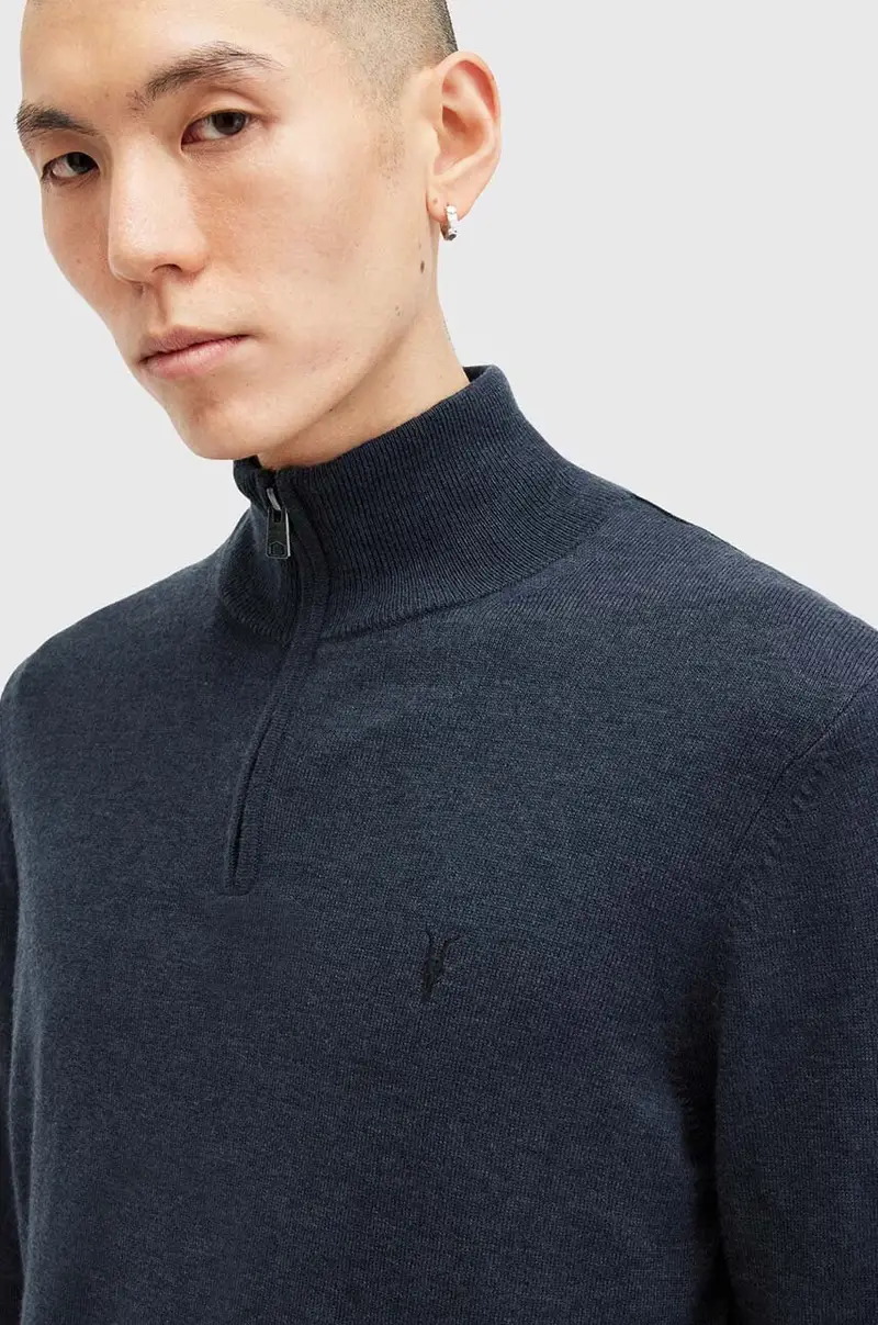 maglione in lana KILBURN ZIP FUNNEL colore nero M082KB Blu navy miniatura 2