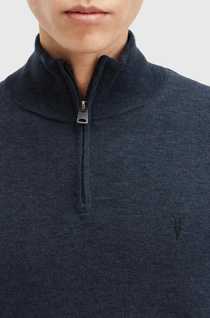 maglione in lana KILBURN ZIP FUNNEL colore nero M082KB Blu navy miniatura 3