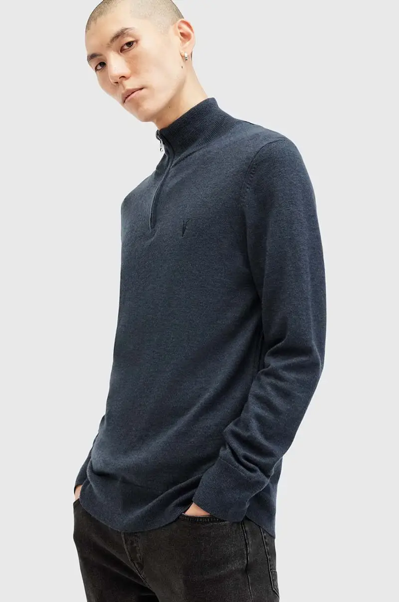 maglione in lana KILBURN ZIP FUNNEL colore nero M082KB Blu navy miniatura 5