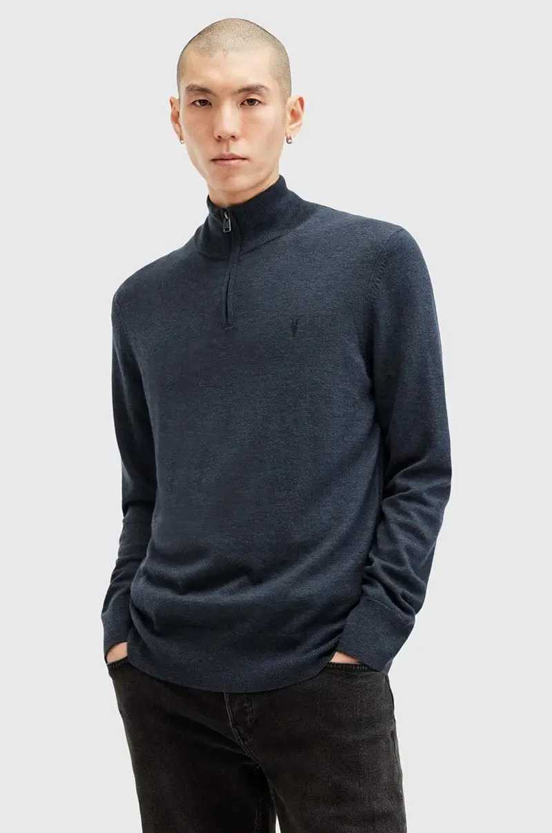 maglione in lana KILBURN ZIP FUNNEL colore nero M082KB Blu navy