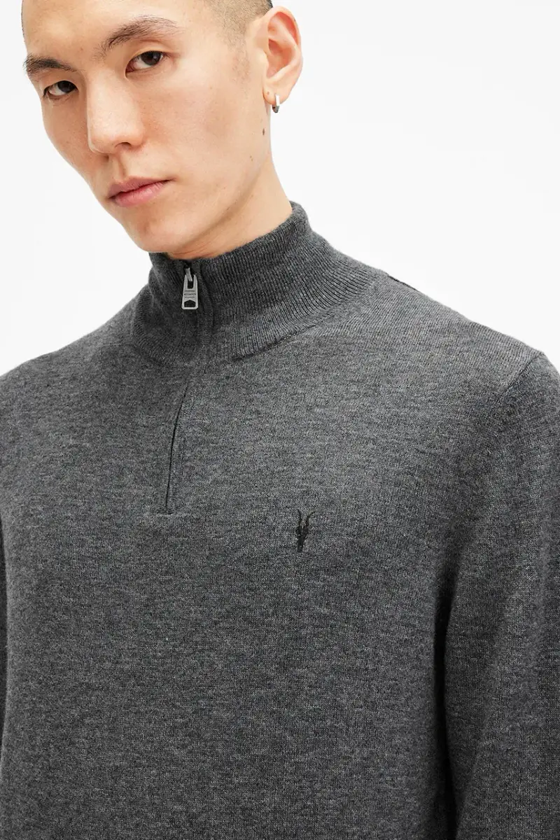 maglione in lana KILBURN ZIP FUNNEL uomo colore nero M082KB Grigio miniatura 2