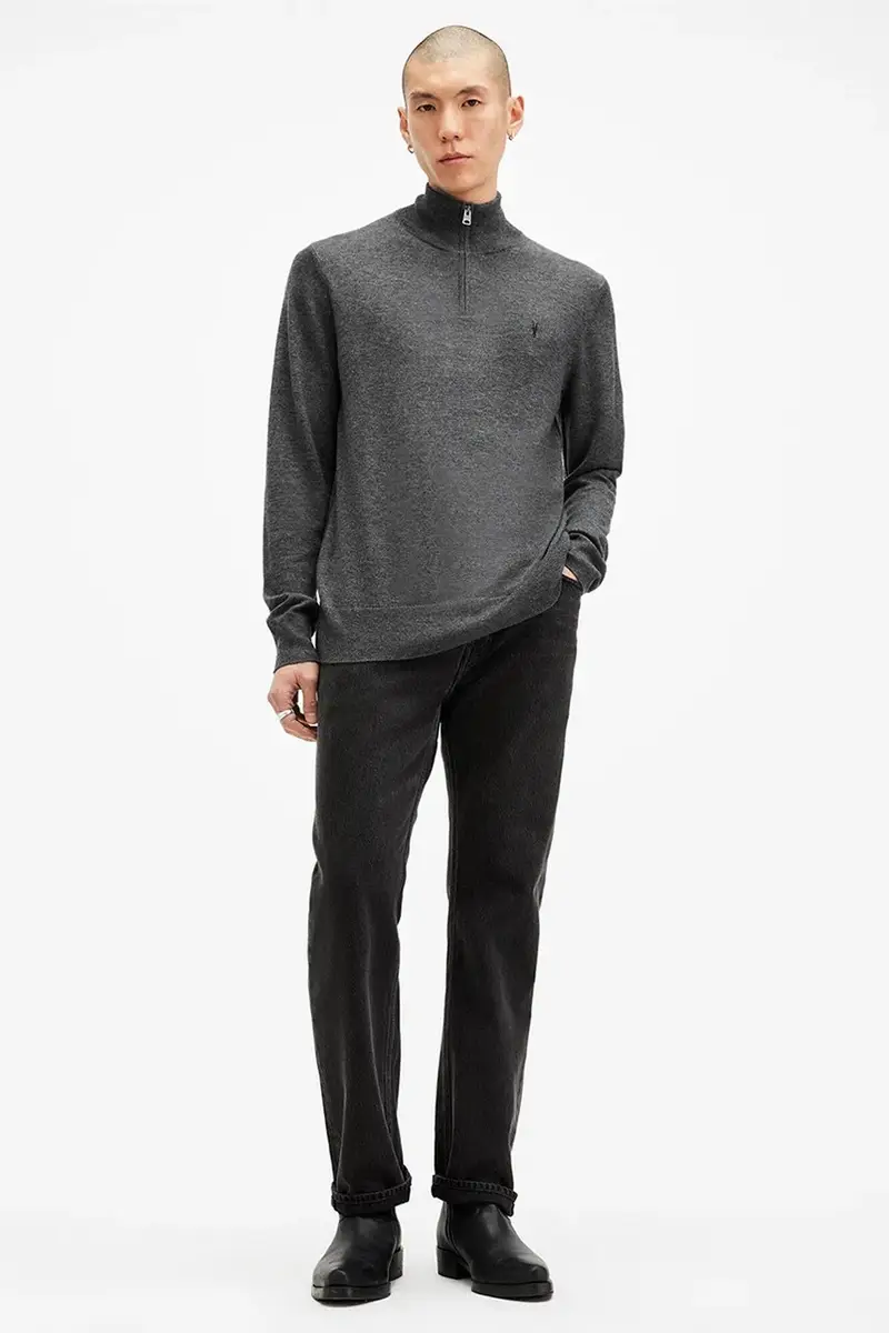 maglione in lana KILBURN ZIP FUNNEL uomo colore nero M082KB Grigio miniatura 4