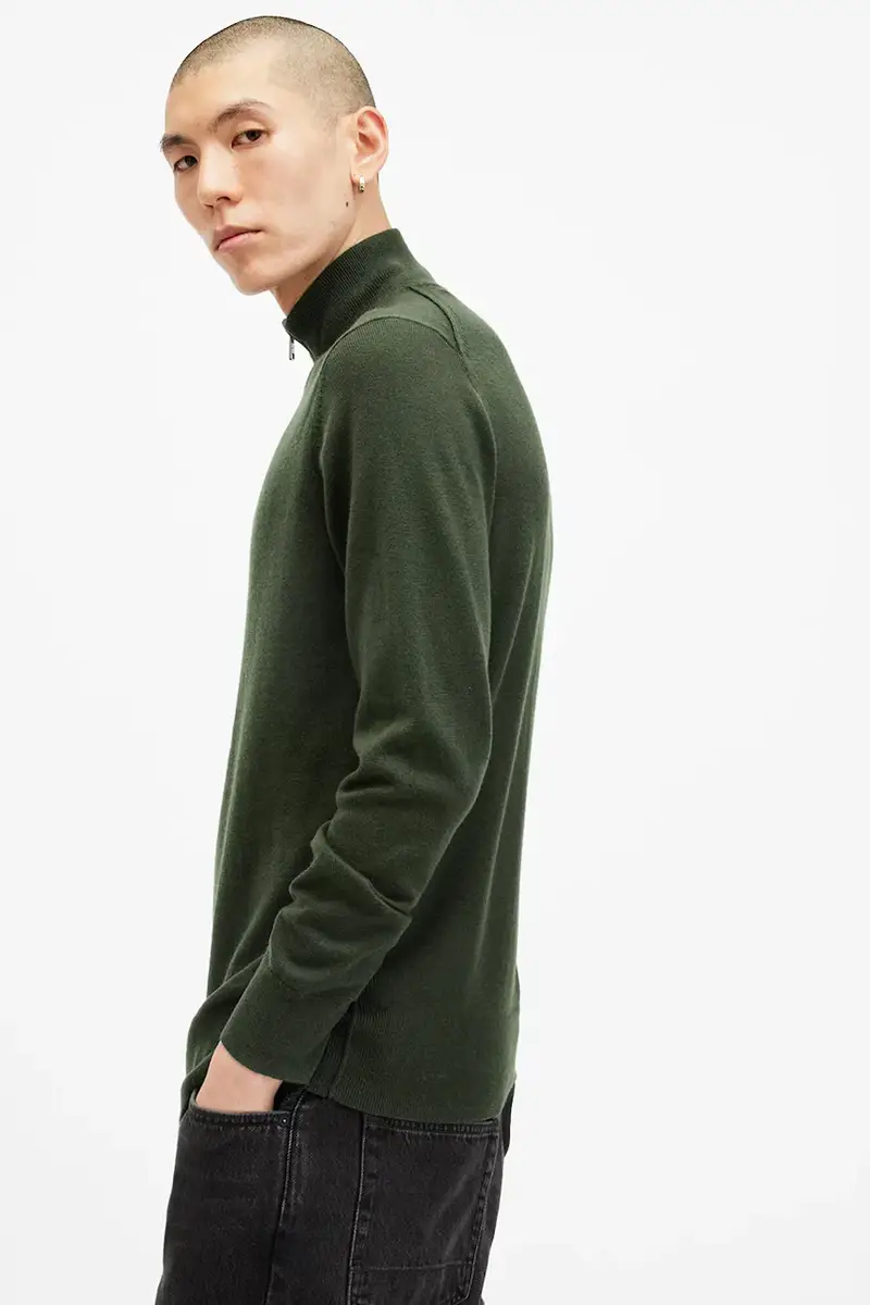 maglione in lana KILBURN ZIP FUNNEL uomo colore nero M082KB Verde miniatura 3