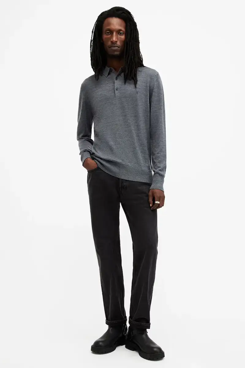 maglione in lana MODE MERINO uomo colore blu navy M085KB miniatura 3