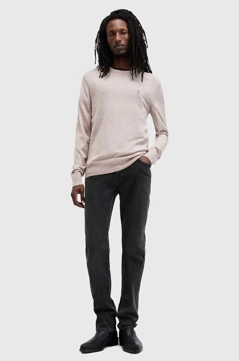 maglione in lana MODE uomo colore grigio M002KZ Beige miniatura 5