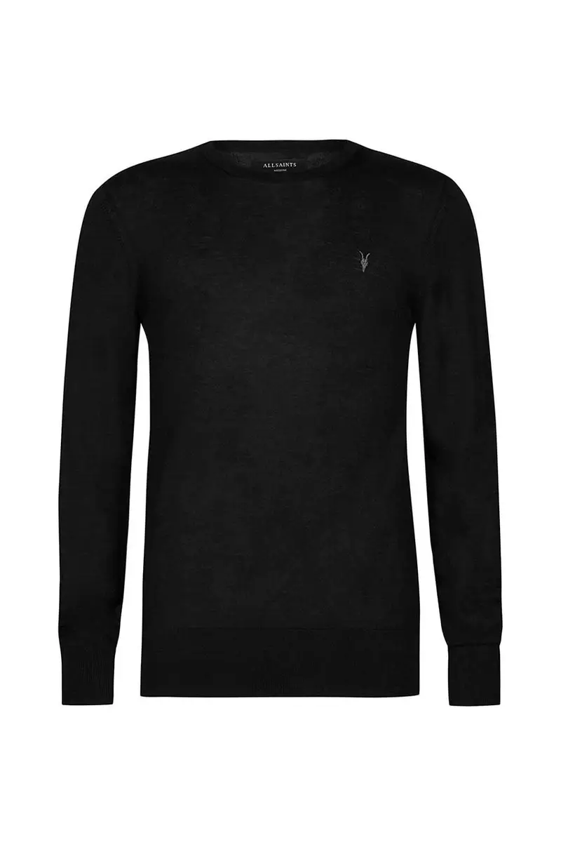 maglione Mode Merino Crew Nero miniatura 5