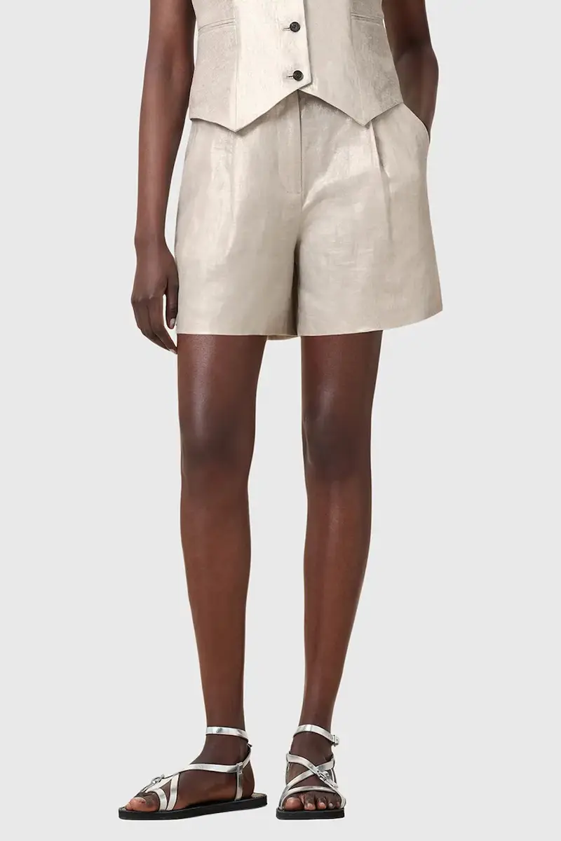 pantaloncini in lino AVERIE donna colore argento W069QC miniatura 2