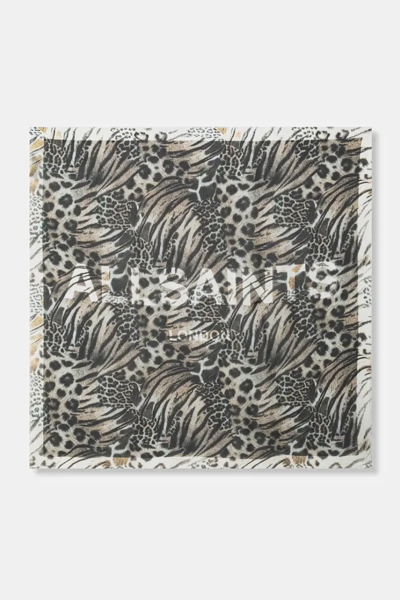 Allsaints Sciarpa marrone con motivo animalier