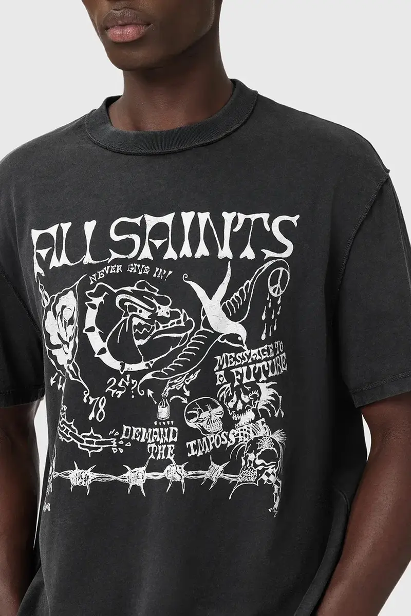 AllSaints T-shirt Uomo Grigio 3611626 miniatura 2