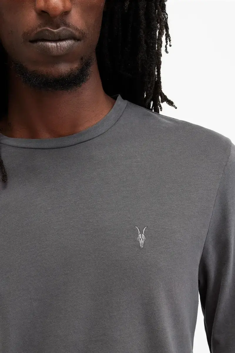 top a maniche lunghe in cotone BRACE colore grigio M033JB miniatura 2