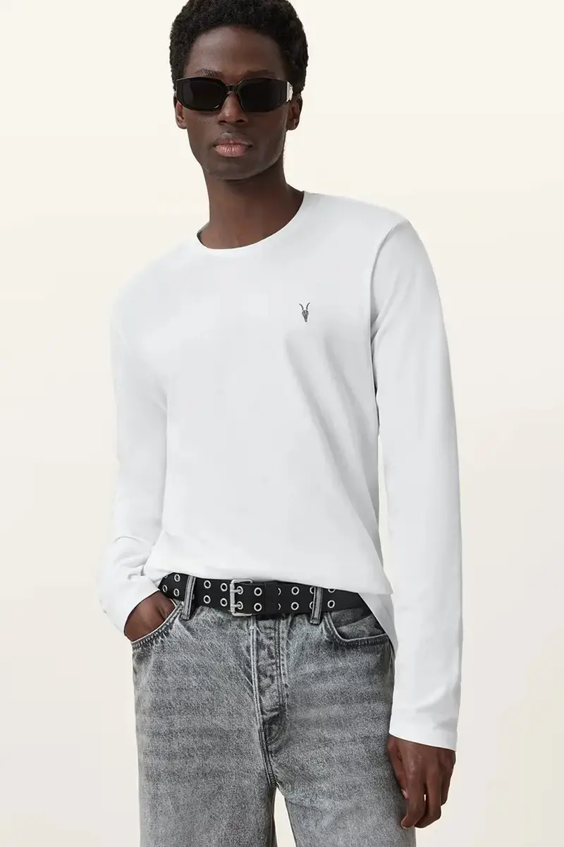 top a maniche lunghe in cotone BRACE colore grigio M033JB Bianco miniatura 4