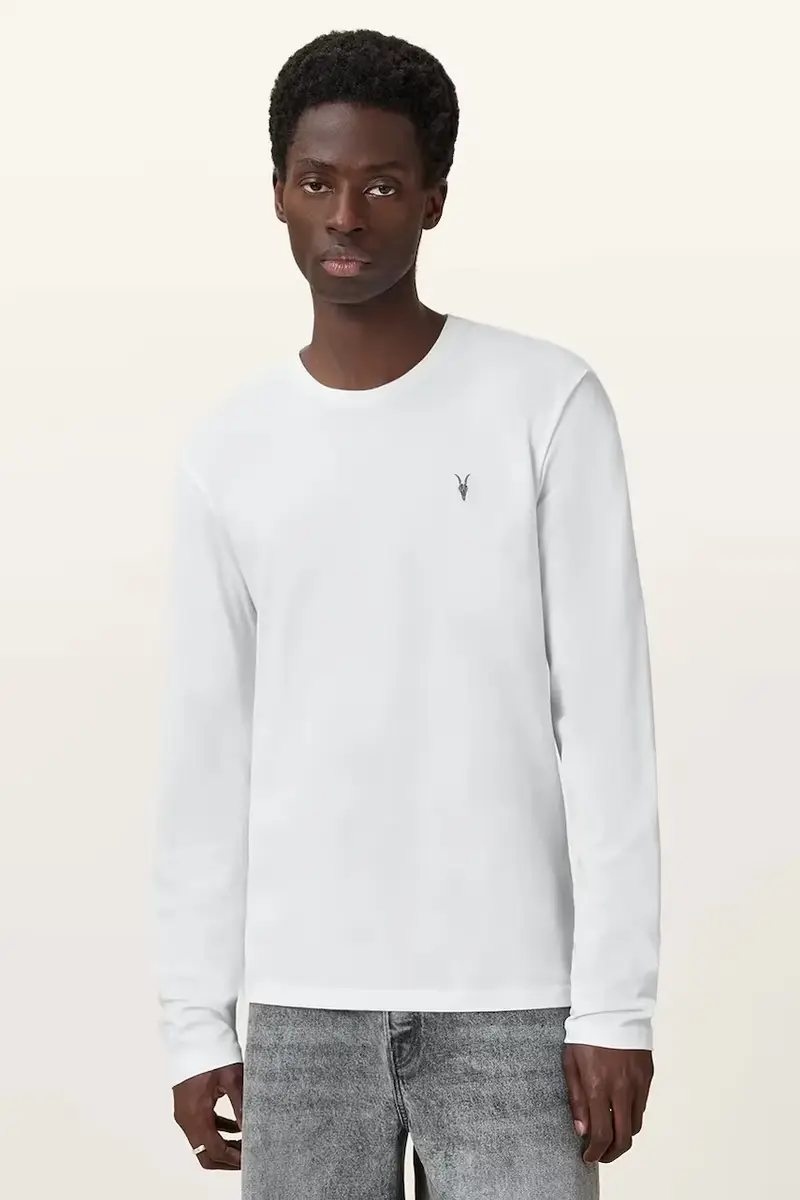 top a maniche lunghe in cotone BRACE colore grigio M033JB Bianco