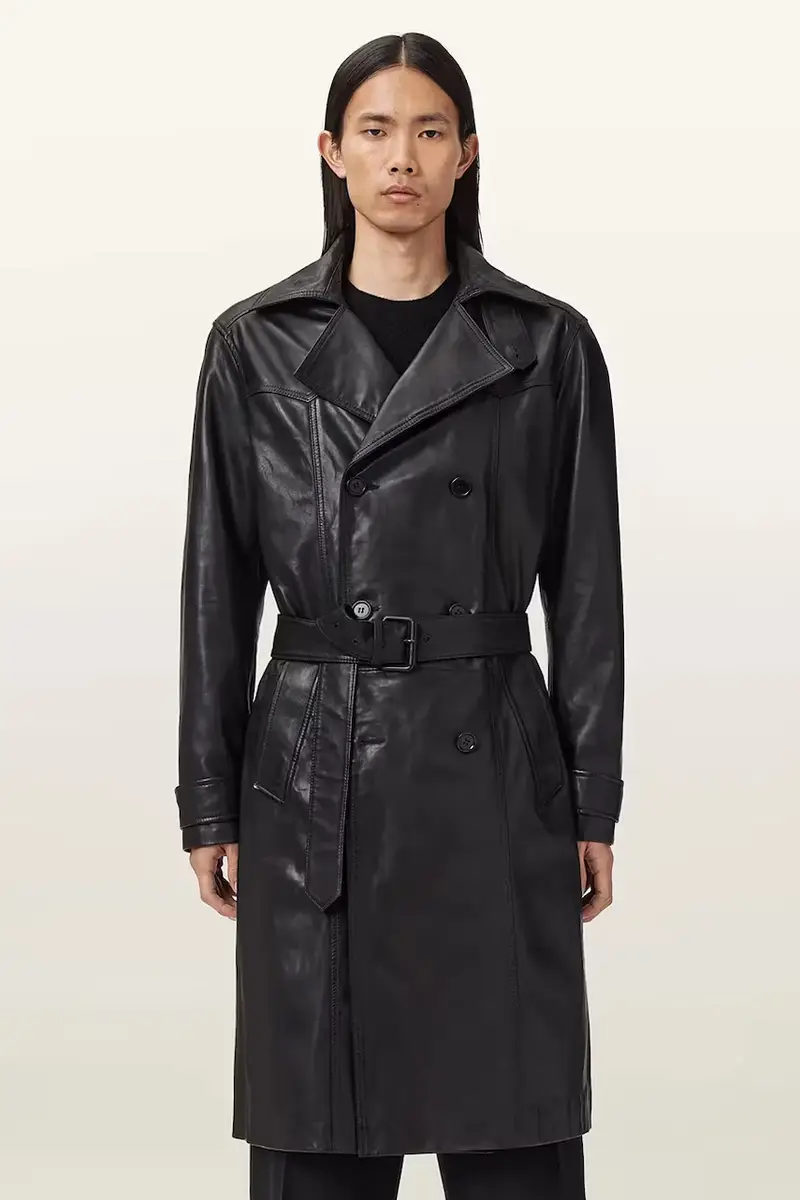 trench in pelle KELLETT colore nero M026LD miniatura 3