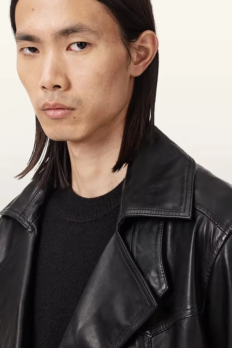 trench in pelle KELLETT colore nero M026LD miniatura 4