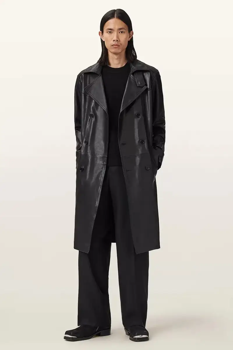 trench in pelle KELLETT colore nero M026LD miniatura 5