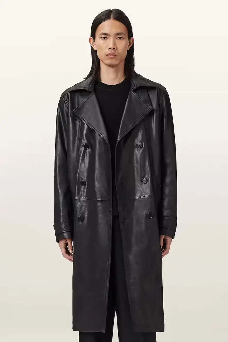 trench in pelle KELLETT colore nero M026LD