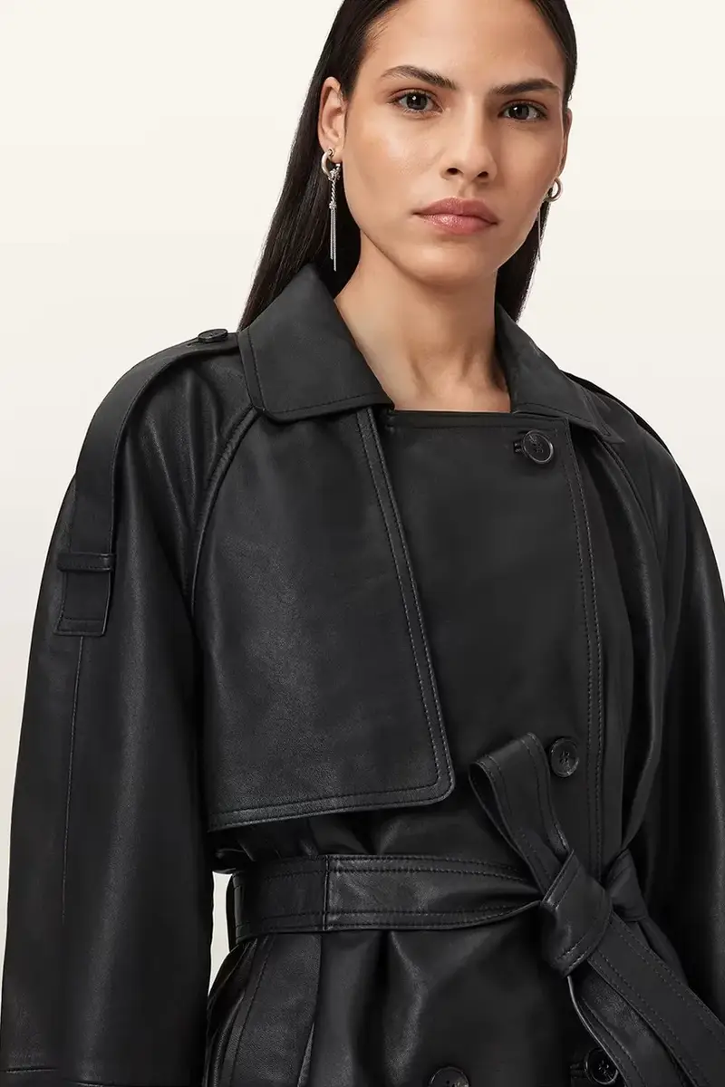 trench in pelle REED colore nero W035LD miniatura 2