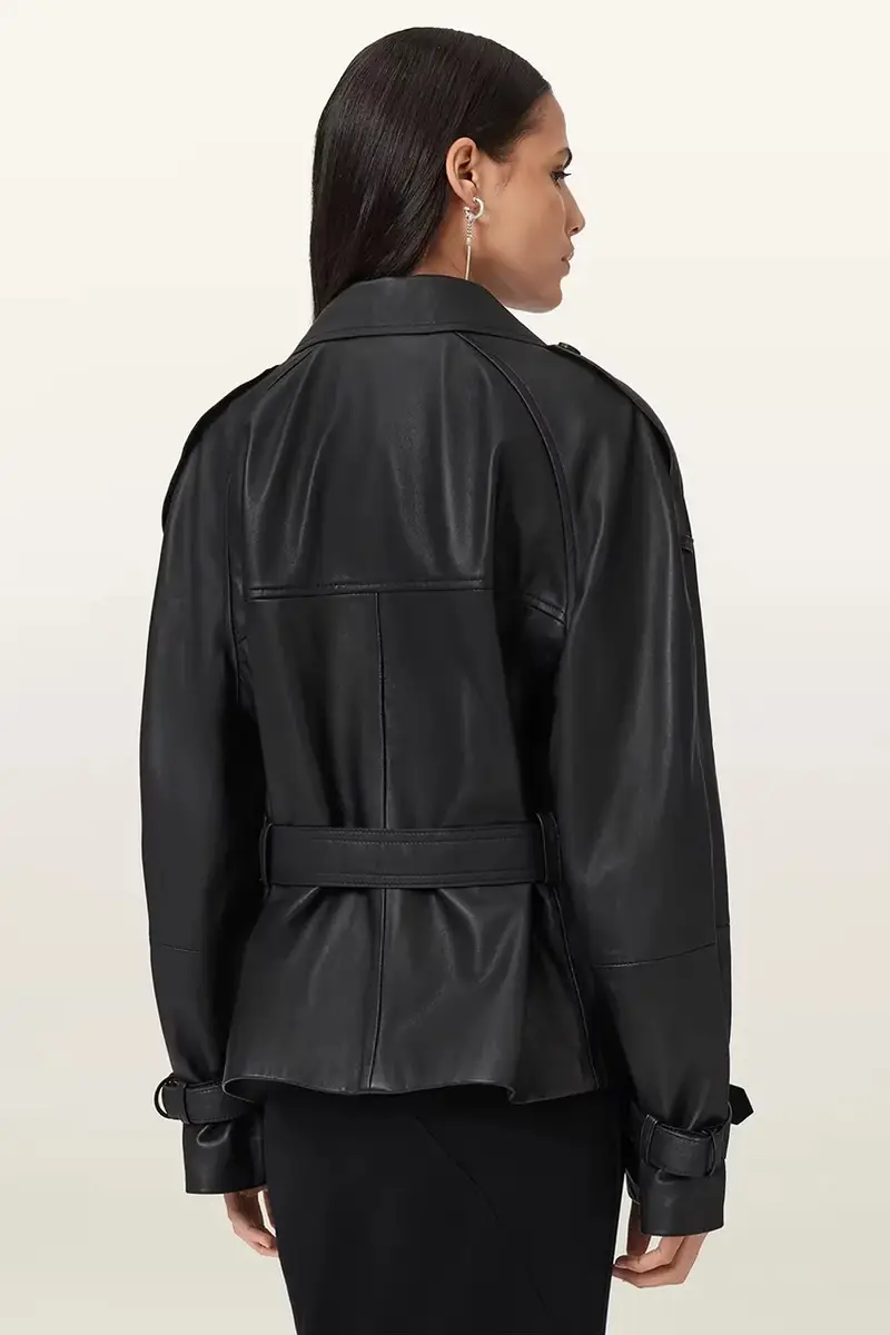 trench in pelle REED colore nero W035LD miniatura 4