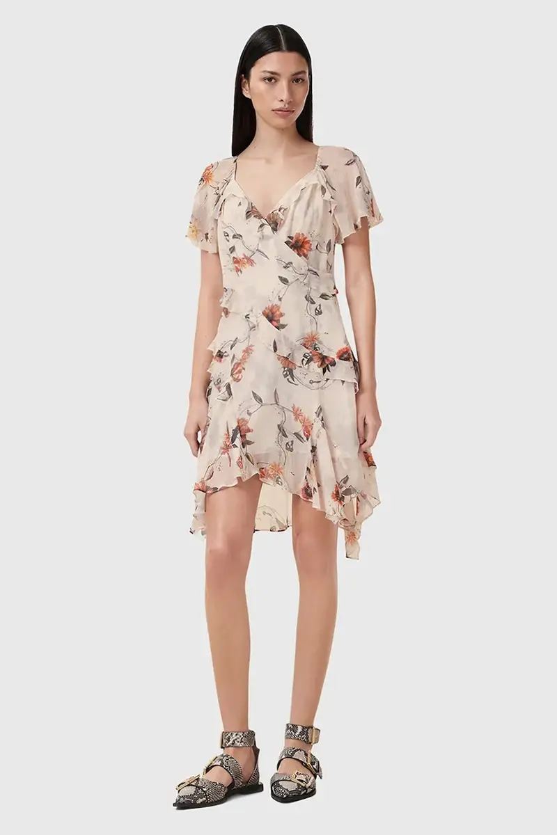 vestito con aggiunta di seta DARMA colore beige W018DC